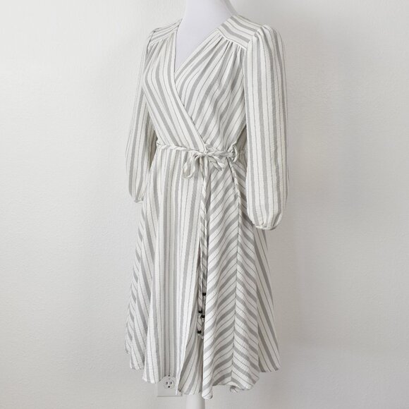 Calvin Klein Striped Wrap Style Dress - 8 - Picture 5 of 9